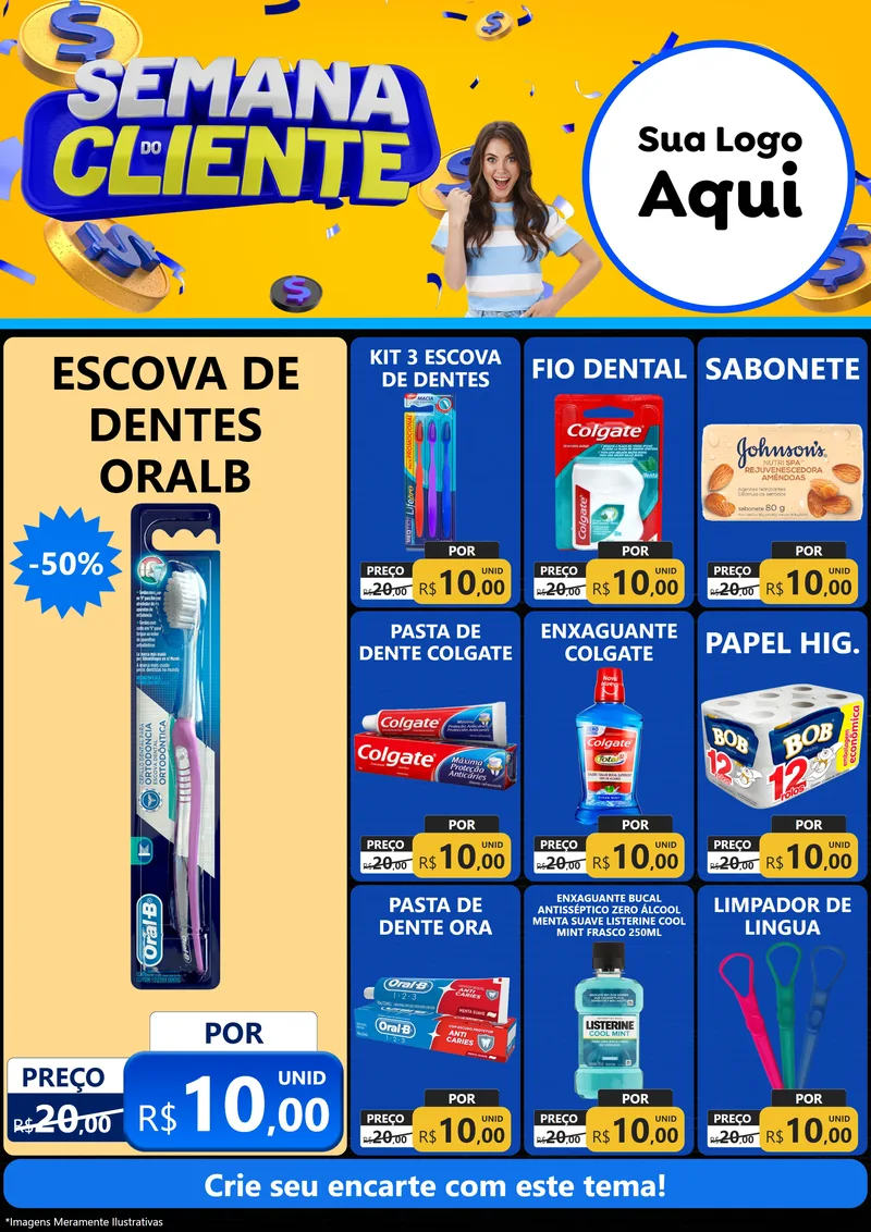 Modelo de Encarte para Encarte A4 Vertical com o tema Semana do Cliente para Higiene Pessoal