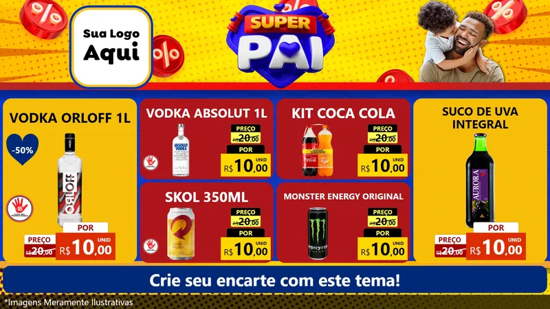 Modelo de TV para TV Horizontal com o tema Super Pai para Distribuidora de bebidas