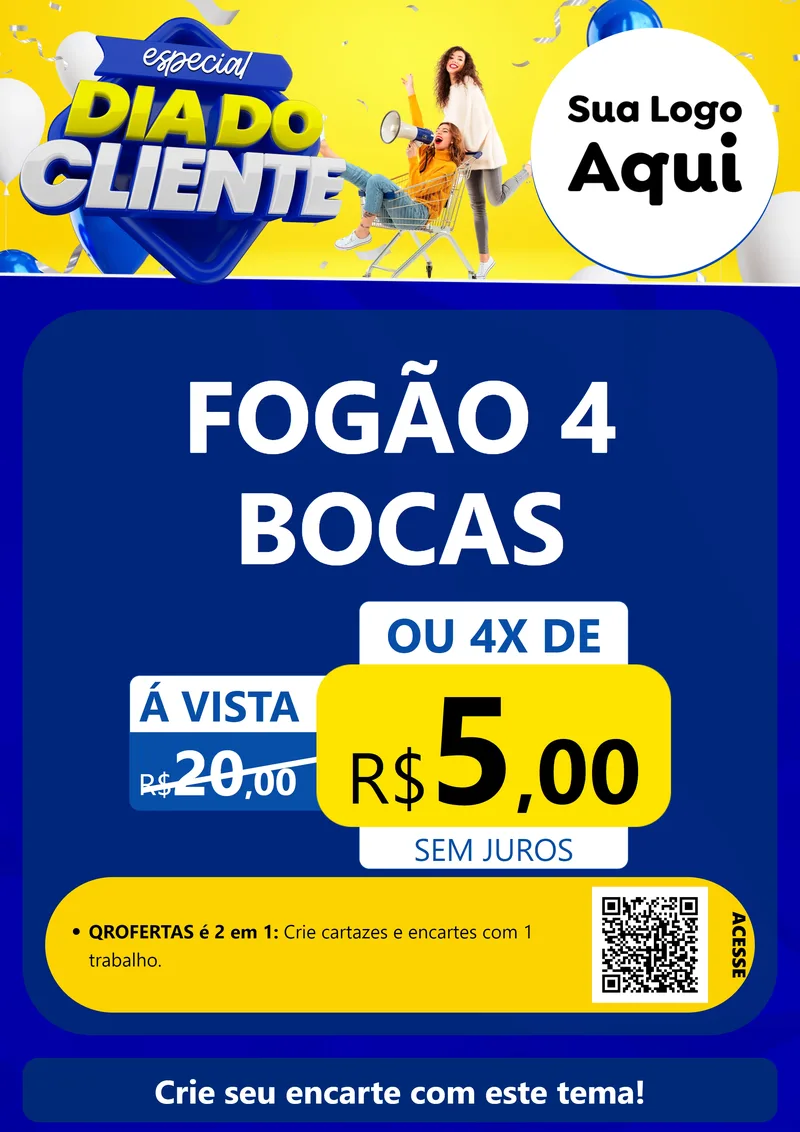 Modelo de Cartaz para Cartaz A4 Vertical com o tema Especial Dia do Cliente para Móveis e Eletro