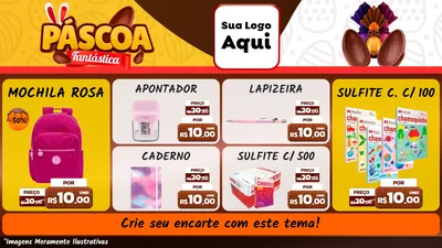Modelo de TV para TV Horizontal com o tema Páscoa Fantástica para Papelaria