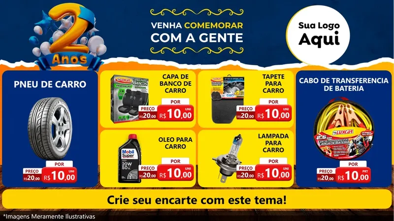 Modelo de TV para TV Horizontal com o tema Aniversário de 2 anos para Auto peças