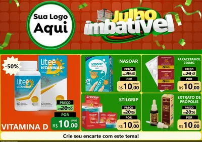 Modelo de Encarte para Encarte A4 Horizontal com o tema Julho Imbatível para Farmácia