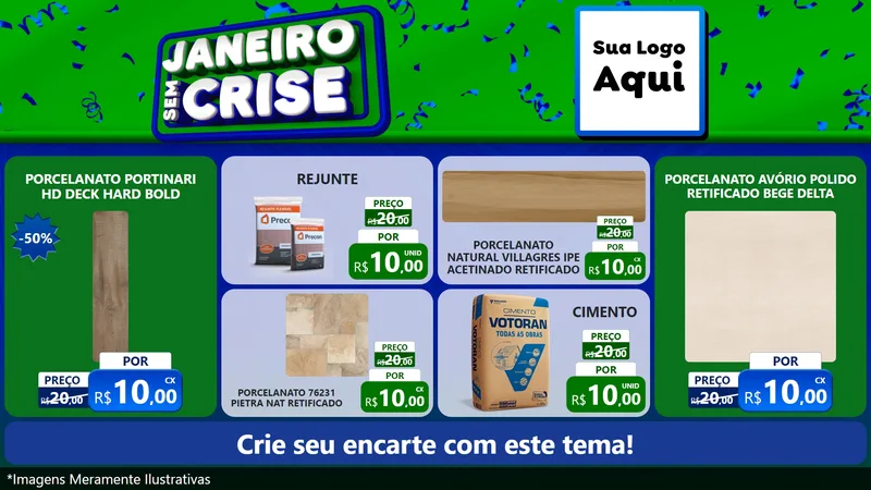 Modelo de TV para TV Horizontal com o tema Janeiro Sem Crise para Pisos e revestimentos