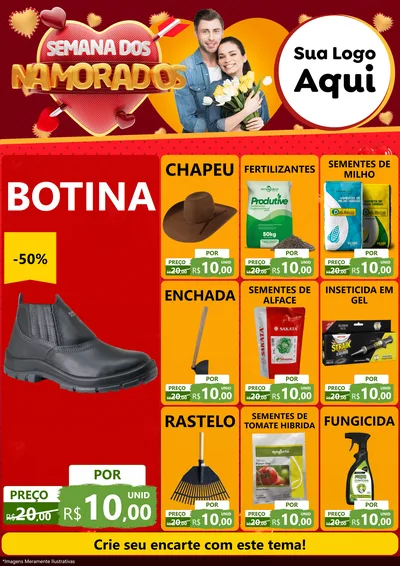 Modelo de Encarte para Encarte A4 Vertical com o tema Semana dos Namorados para Agropecuária