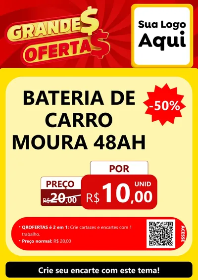 Modelo de Cartaz para Cartaz A4 Vertical com o tema Grandes Ofertas para Baterias Elétricas