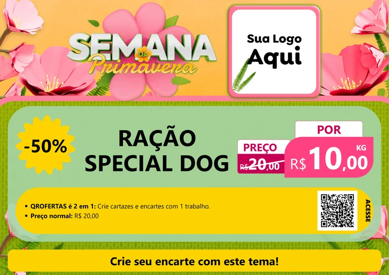 Modelo de Cartaz para Cartaz A4 Horizontal com o tema Semana da Primavera para Pet Shop