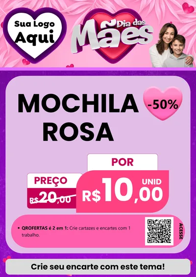 Modelo de Cartaz para Cartaz A4 Vertical com o tema Dia das Mães para Papelaria