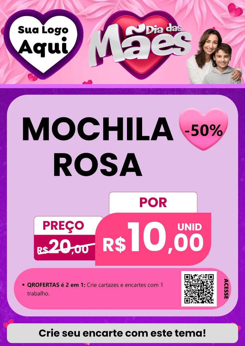 Modelo de Cartaz para Cartaz A4 Vertical com o tema Dia das Mães para Papelaria