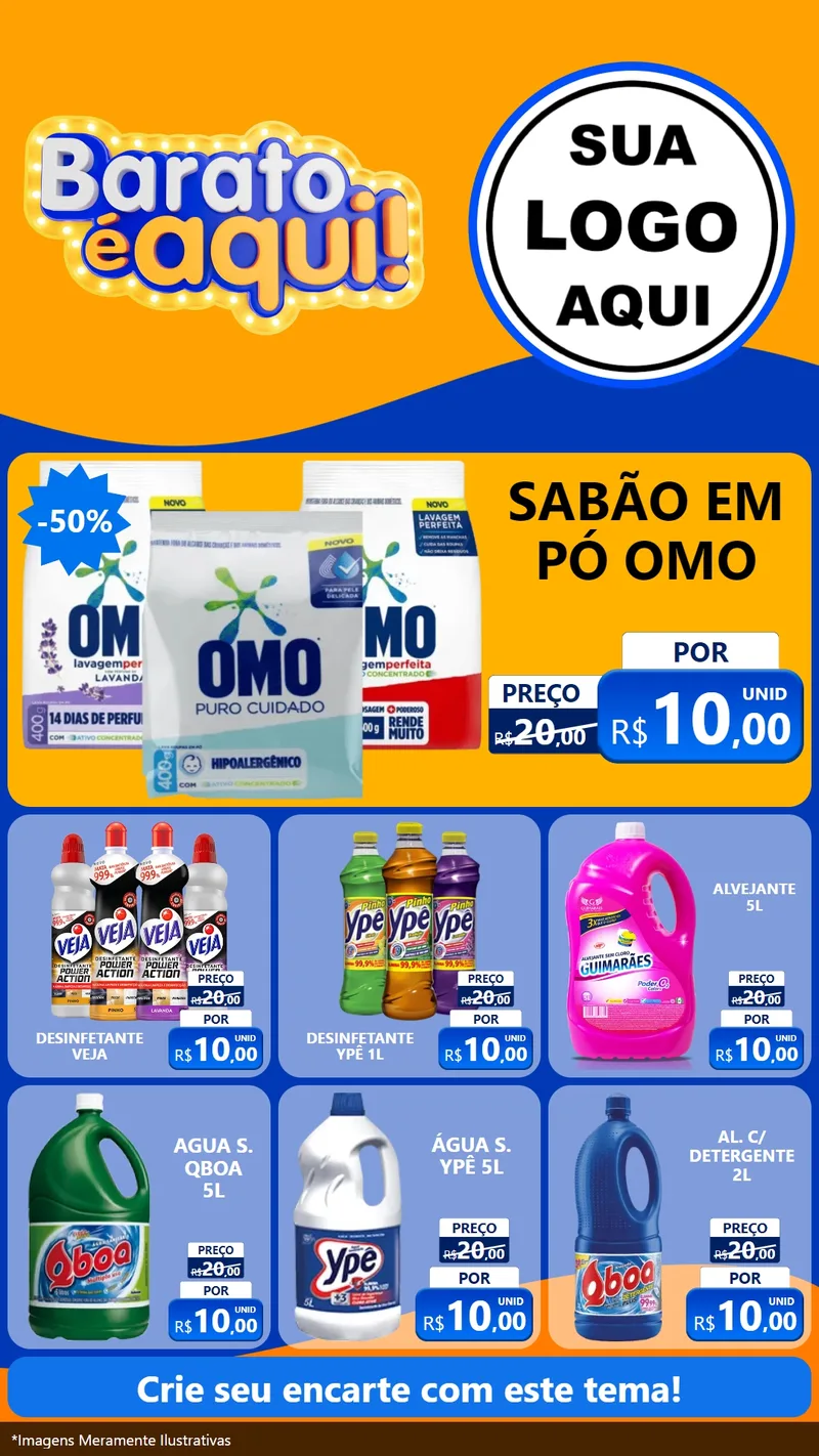 Modelo de Rede Social para Stories com o tema Barato é aqui para Produtos de Limpeza