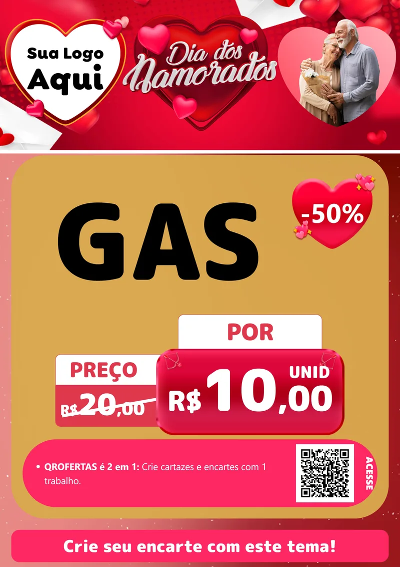 Modelo de Cartaz para Cartaz A4 Vertical com o tema Dia Dos Namorados para Água e gás