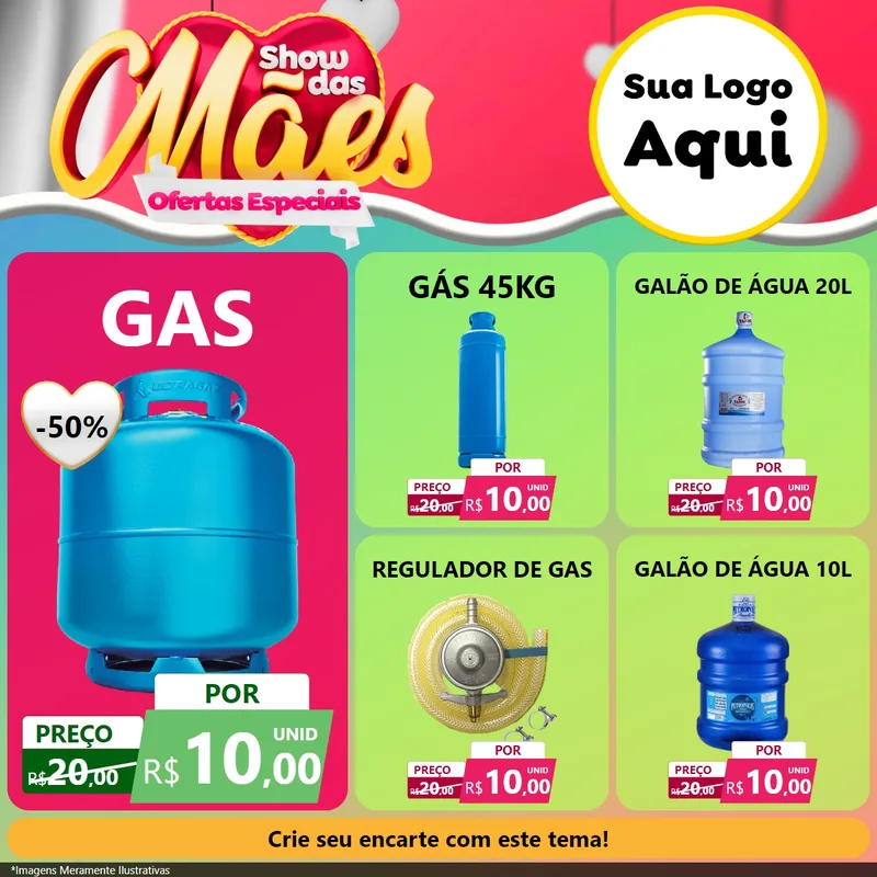 Modelo de Rede Social para Feed Facebook com o tema Show das Mães - Ofertas Especiais para Água e gás