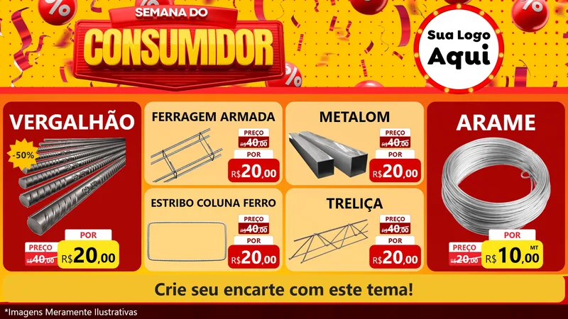 Modelo de TV para TV Horizontal com o tema Semana do Consumidor para Ferragens