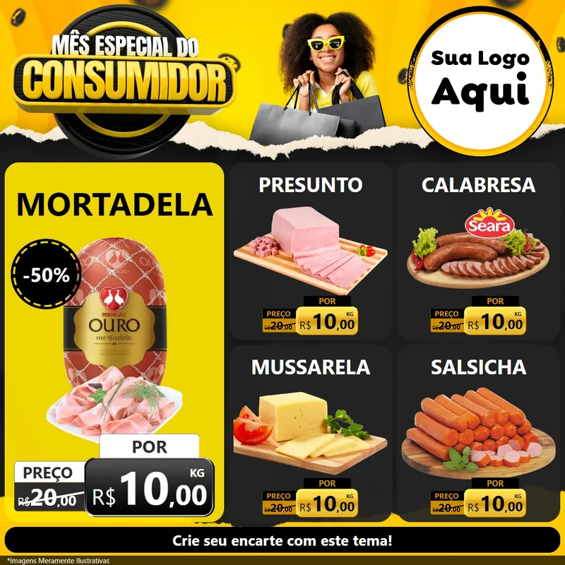 Modelo de Rede Social para Feed Facebook com o tema Mês Especial do Consumidor para Frios e Laticínios