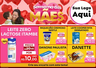 Modelo de Encarte para Encarte A4 Horizontal com o tema Semana Das Mães para Frios e Laticínios
