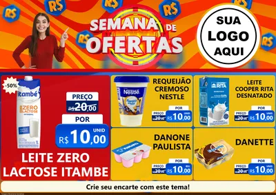 Modelo de Encarte para Encarte A4 Horizontal com o tema Semana de Ofertas para Frios e Laticínios