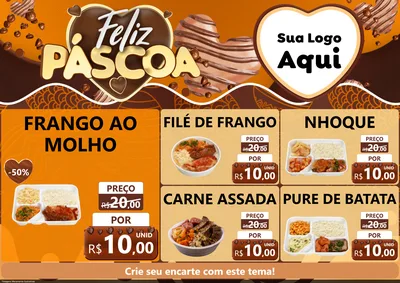Modelo de Encarte para Encarte A4 Horizontal com o tema Feliz Páscoa para Restaurante