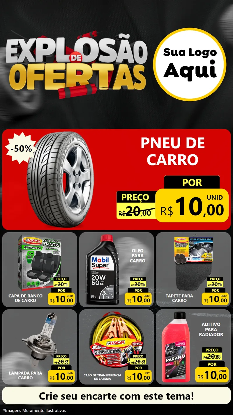 Modelo de Rede Social para Stories com o tema Explosão de Ofertas para Auto peças