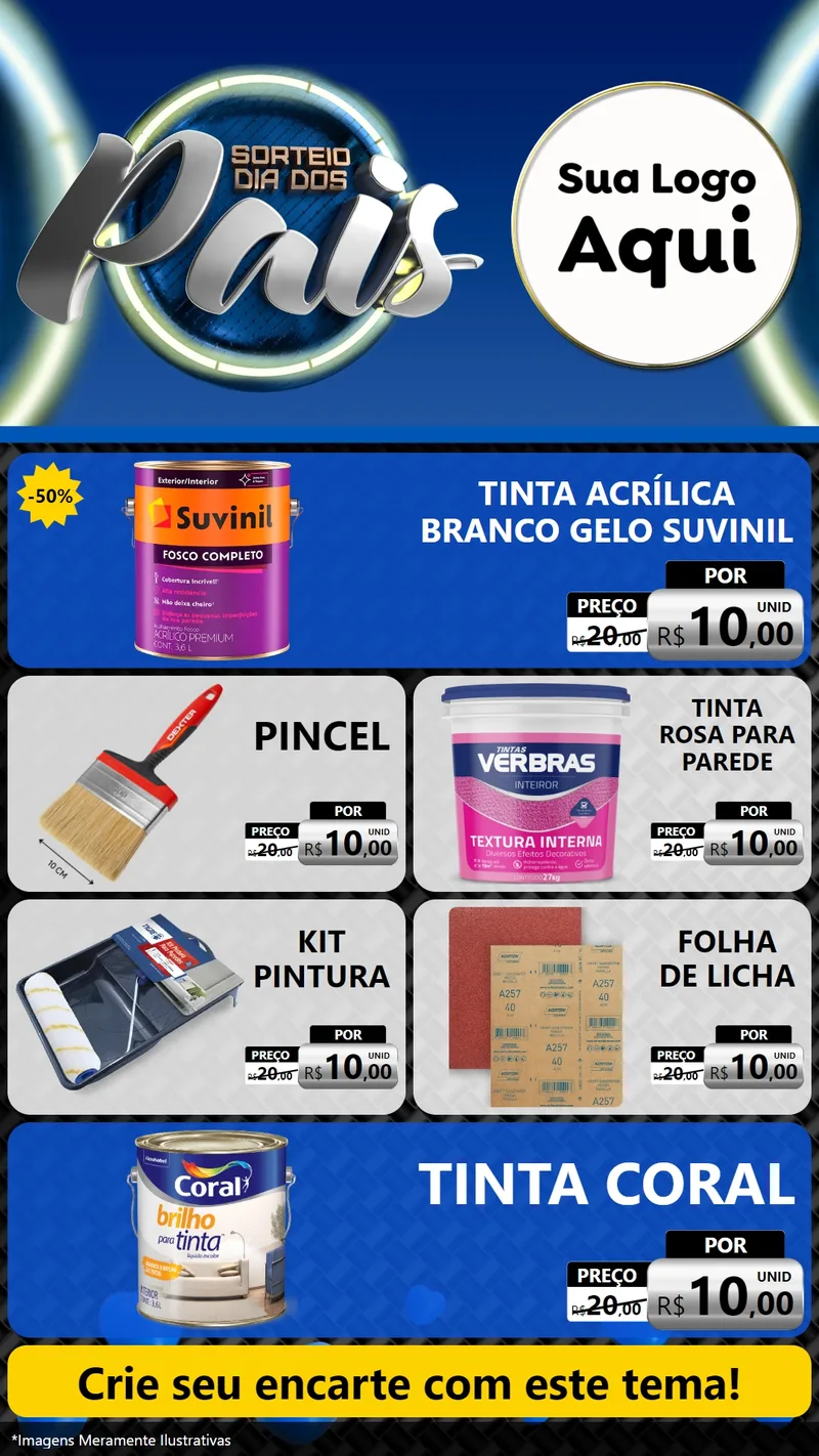 Modelo de TV para TV Vertical com o tema Sorteio Dia Dos Pais para Tintas e Ferramentas