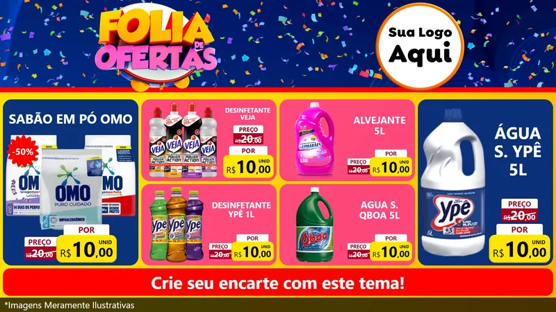 Modelo de TV para TV Horizontal com o tema Folia de Ofertas para Produtos de Limpeza