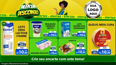 Modelo de TV para TV Horizontal com o tema Alerta de Desconto para Frios e Laticínios