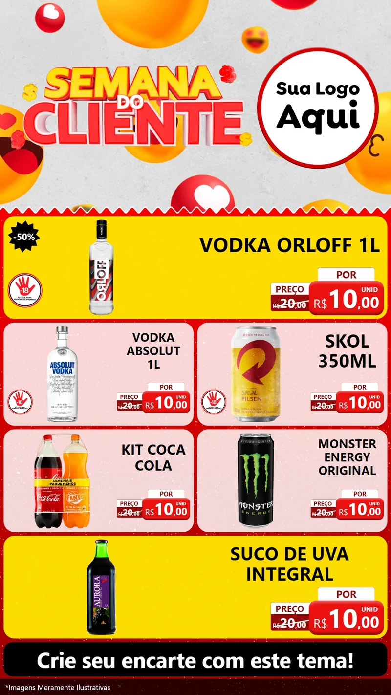Modelo de TV para TV Vertical com o tema Semana do Cliente para Distribuidora de bebidas