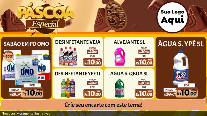 Modelo de TV para TV Horizontal com o tema Páscoa Especial para Produtos de Limpeza