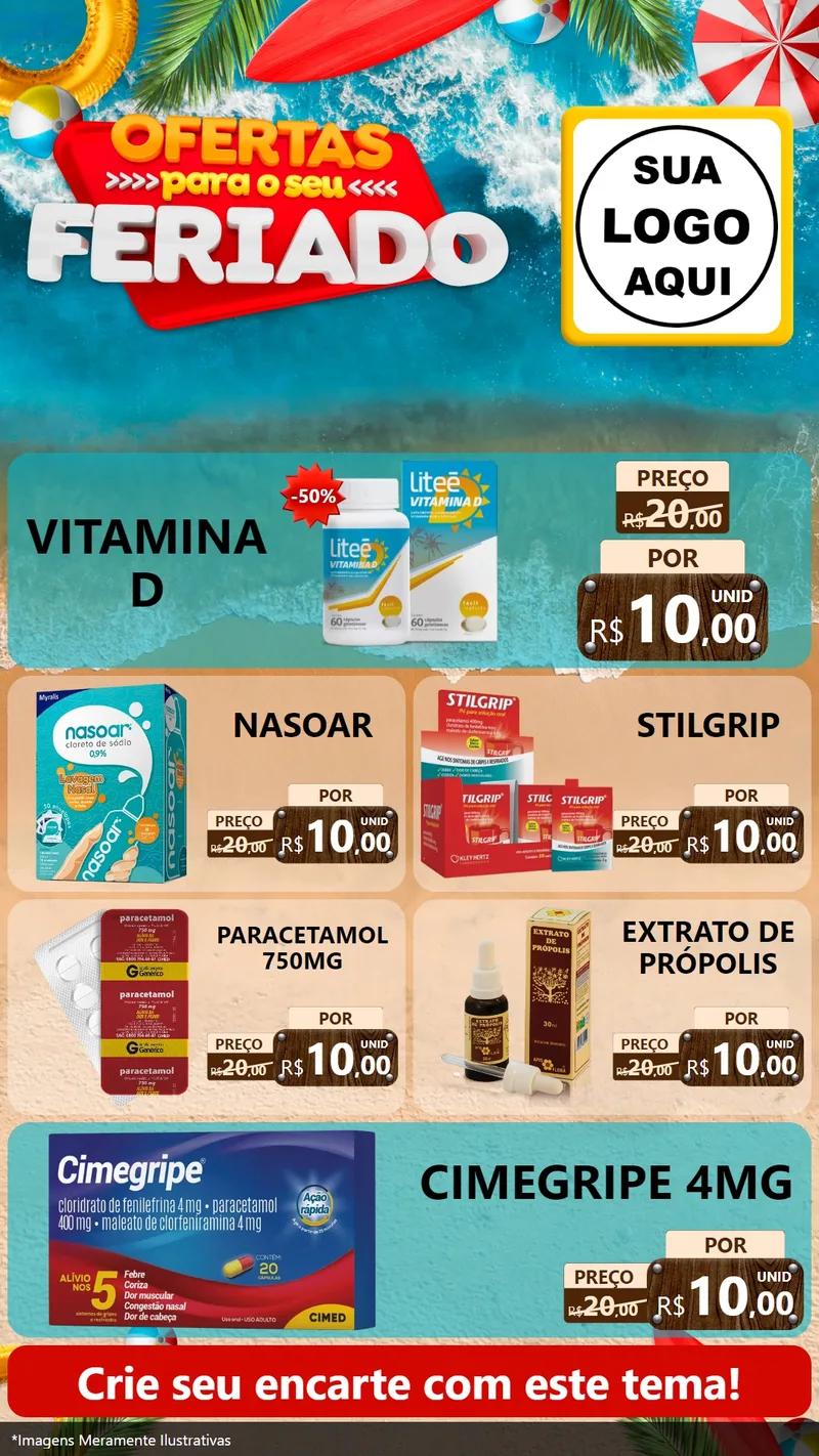 Modelo de TV para TV Vertical com o tema Ofertas Para O Seu Feriado para Farmácia