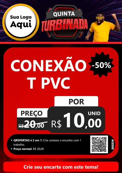 Modelo de Cartaz para Cartaz A4 Vertical com o tema Quinta Turbinada para Tubos e conexões