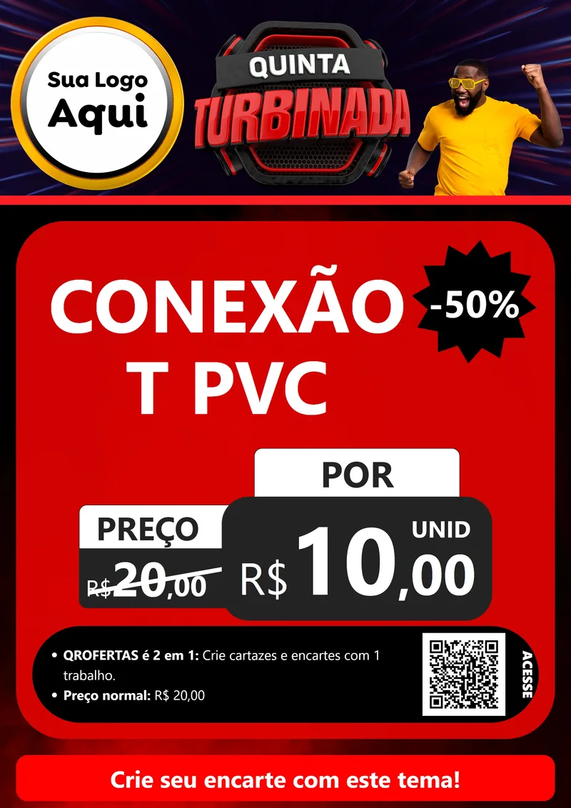 Modelo de Cartaz para Cartaz A4 Vertical com o tema Quinta Turbinada para Tubos e conexões
