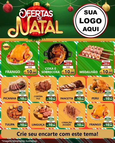 Modelo de Rede Social para Feed Instagram com o tema Ofertas de Natal para Assados