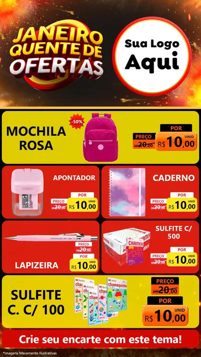 Modelo de TV para TV Vertical com o tema Janeiro Quente de Ofertas para Papelaria