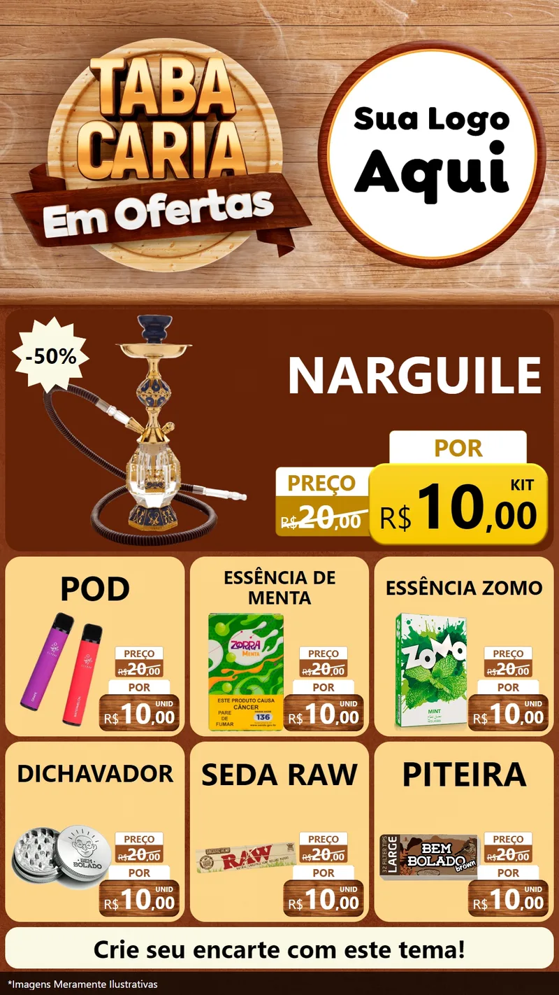 Modelo de Rede Social para Stories com o tema Tabacaria em Ofertas para Tabacaria