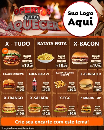 Modelo de Rede Social para Feed Instagram com o tema Ofertas Para Aquecer para Hamburgueria