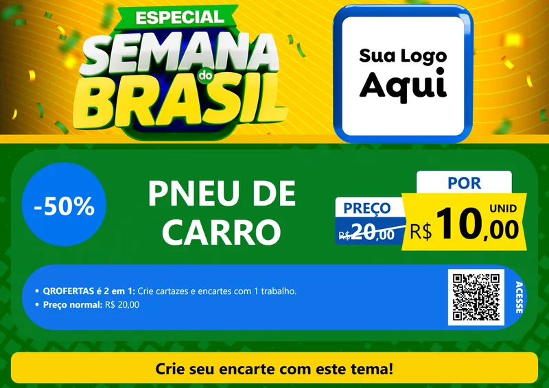 Modelo de Cartaz para Cartaz A4 Horizontal com o tema Especial Semana do Brasil para Auto peças