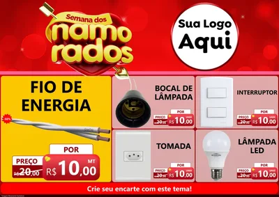 Modelo de Encarte para Encarte A4 Horizontal com o tema Semana dos namorados para Materiais Elétricos