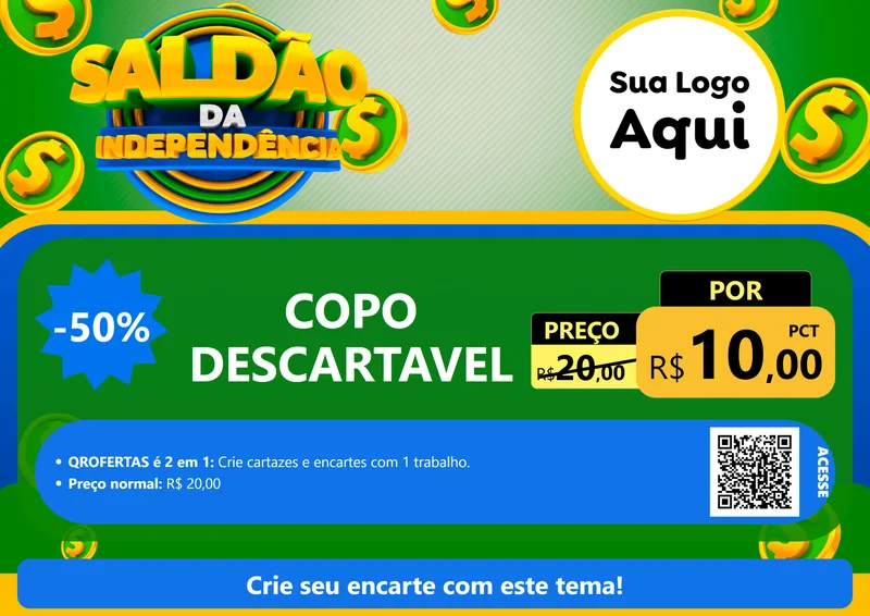 Modelo de Cartaz para Cartaz A4 Horizontal com o tema Saldão da Indepêndencia para Embalagens