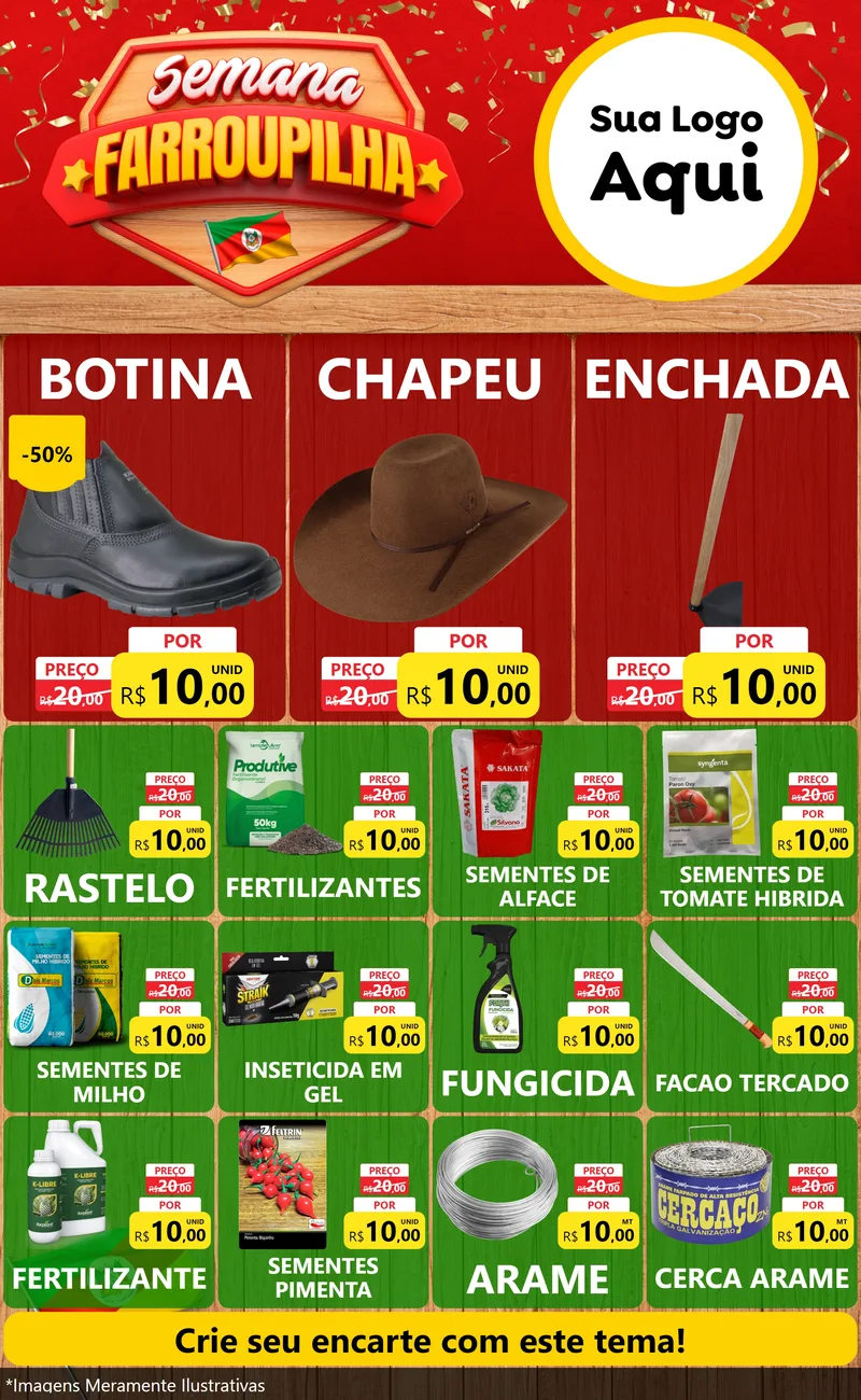 Modelo de Encarte para Encarte Grande com o tema Semana Farroupilha para Agropecuária