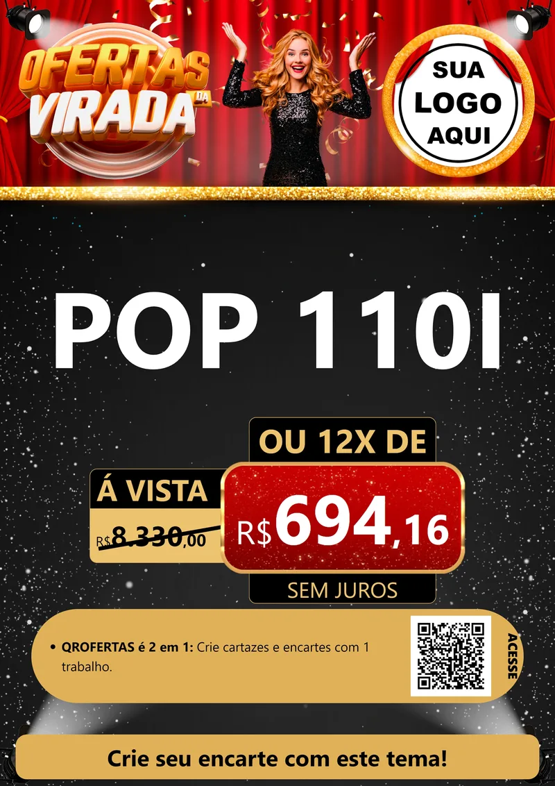 Modelo de Cartaz para Cartaz A4 Vertical com o tema Ofertas da Virada para Concessionaria de Motos