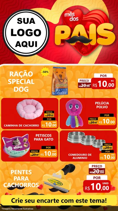 Modelo de TV para TV Vertical com o tema Mês Dos Pais para Pet Shop