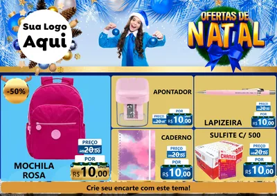 Modelo de Encarte para Encarte A4 Horizontal com o tema Ofertas de Natal para Papelaria
