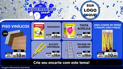 Modelo de TV para TV Horizontal com o tema Promoção de Aniversário - 9 Anos para Material para Construção
