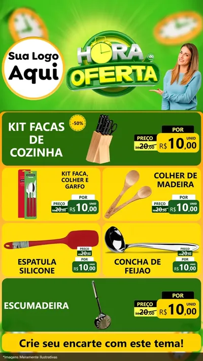 Modelo de TV para TV Vertical com o tema Hora da Oferta para Utilidades Domésticas