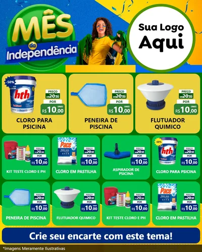 Modelo de Rede Social para Feed Instagram com o tema Mês da Independência para Produtos para Piscina