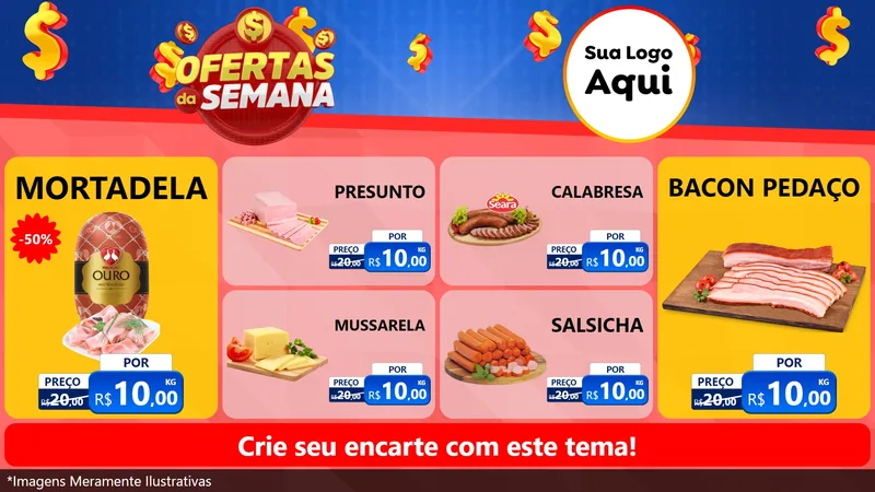 Modelo de TV para TV Horizontal com o tema Ofertas Da Semana para Frios e Laticínios