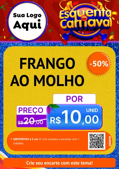 Modelo de Cartaz para Cartaz A4 Vertical com o tema Esquenta de Carnaval para Restaurante