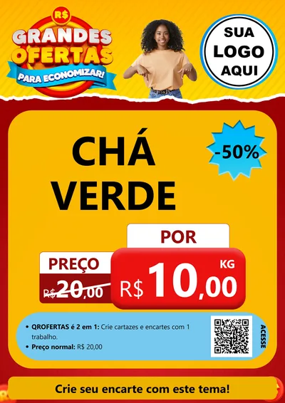 Modelo de Cartaz para Cartaz A4 Vertical com o tema Grandes Ofertas Para Economizar! para Produtos Naturais
