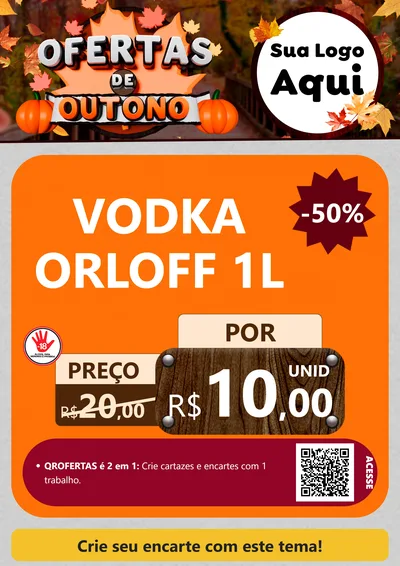 Modelo de Cartaz para Cartaz A4 Vertical com o tema Ofertas de Outono para Distribuidora de bebidas