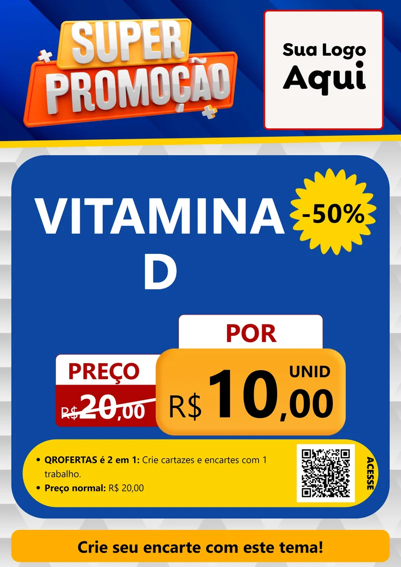 Modelo de Cartaz para Cartaz A4 Vertical com o tema Super Promoção para Farmácia