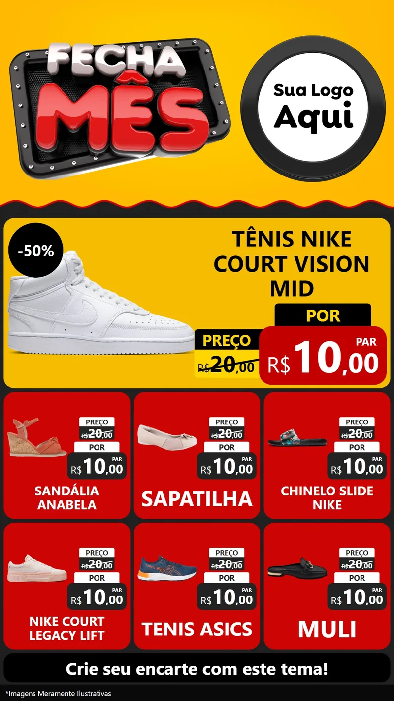 Modelo de Rede Social para Stories com o tema Fecha Mês para Calçados