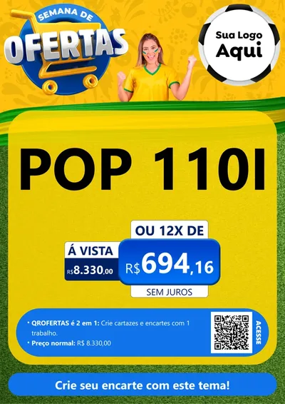 Modelo de Cartaz para Cartaz A4 Vertical com o tema Semana de Ofertas - Copa para Concessionaria de Motos